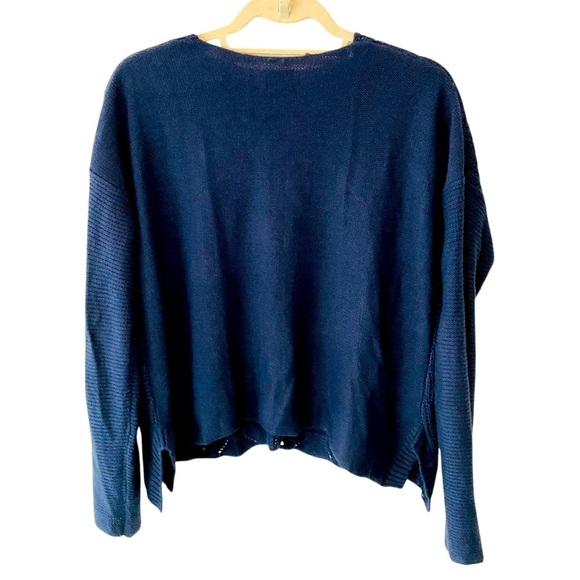 Converse One Star Cable Knit Sweater Pullover V-Neck Blue Size Medium - Picture 2 of 2